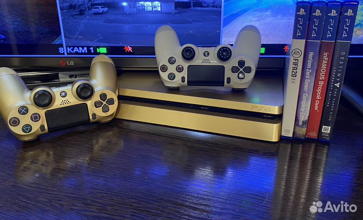 Sony ps4 slim gold edition +игры