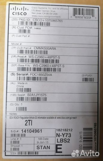 Коммутатор Cisco WS-C2960+48PST-S