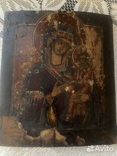 Икона старинная Богородица Иверская 19 век