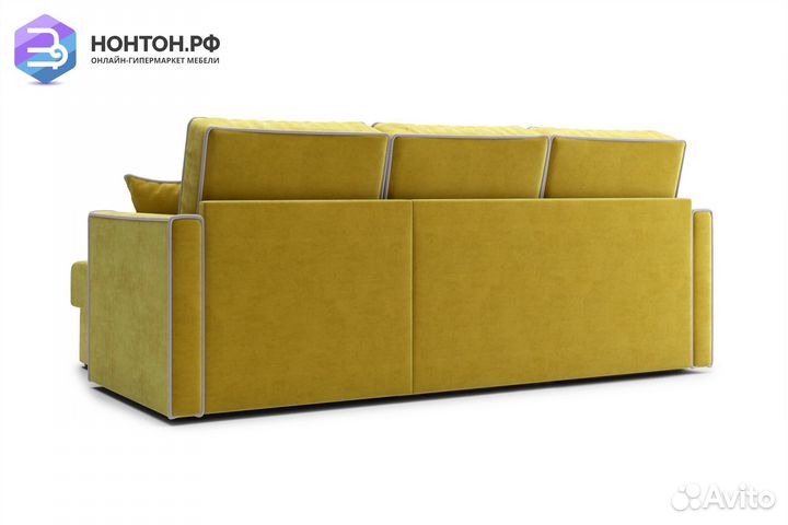 Диван угловой дельфин Леон горчичный
