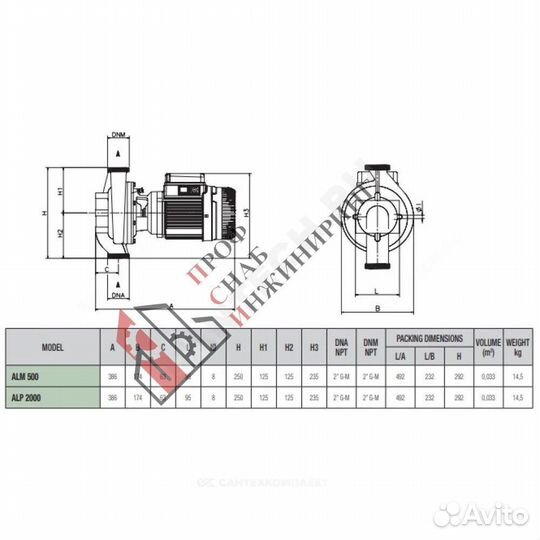 Насос ALP 2000 M PN10 1x220-240В/50 Гц DAB 1051001