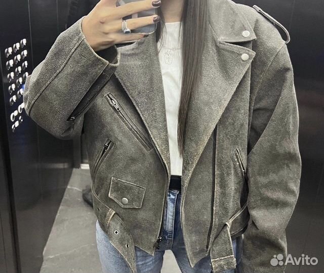 Кожаная куртка косуха женская