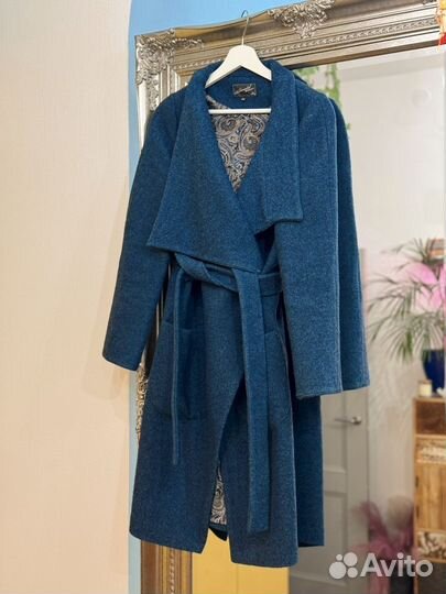 Осенне-весеннее синее пальто, размер 42