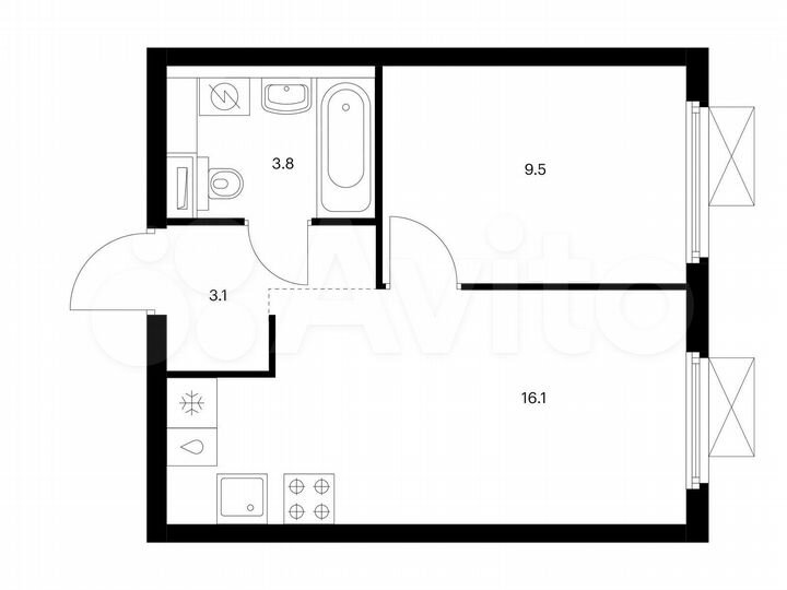 1-к. квартира, 32,5 м², 17/25 эт.