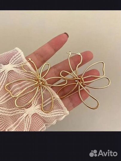 Серьги в форме цветка золото серебро