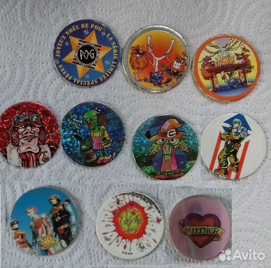 Фишки микс POG noël Chupa Caps Dunkin 10 шт + бита