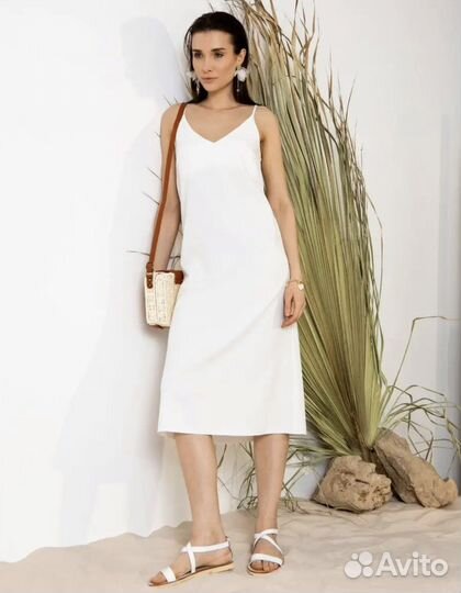 Платье женское из льна и вискозы