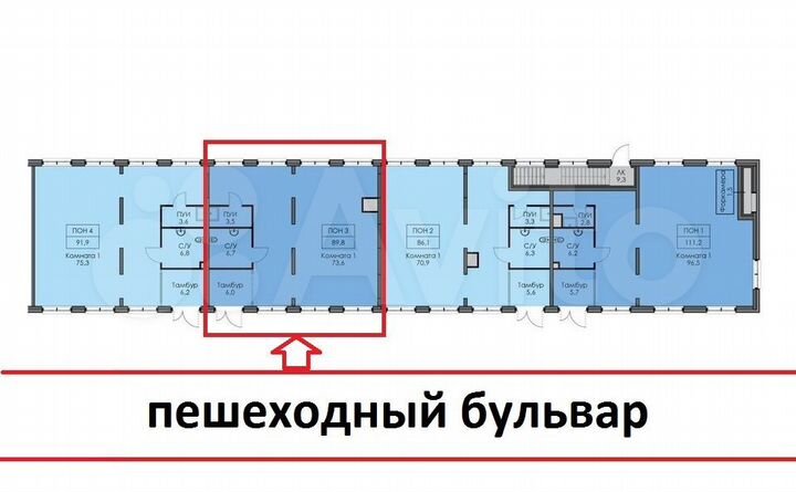 Свободного назначения, 89.8 м²