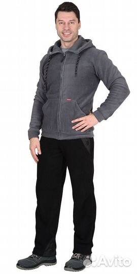 Куртка-толстовка флисовая на молнии серая 320 S