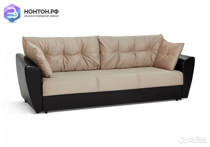 Диван еврокнижка Мадейра Lux бежевый / коричневый