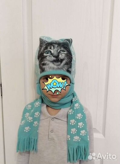 Шапка и шарф из двойного флиса р.52-56