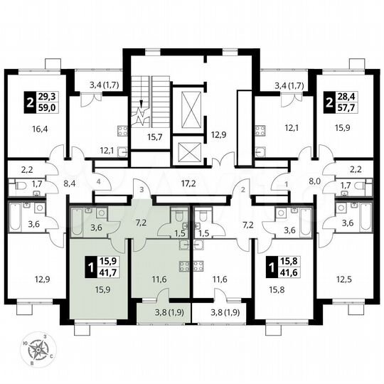 1-к. квартира, 41,7 м², 5/22 эт.