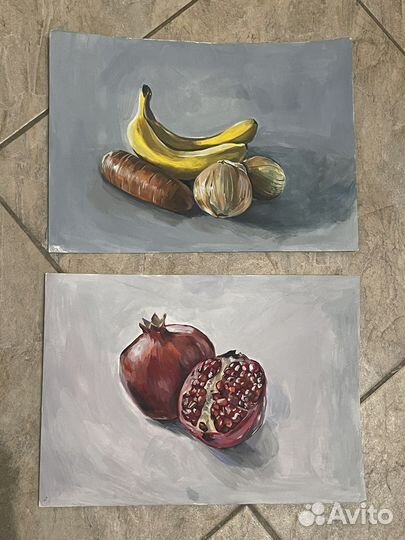 Картина натюрморт, гуашь