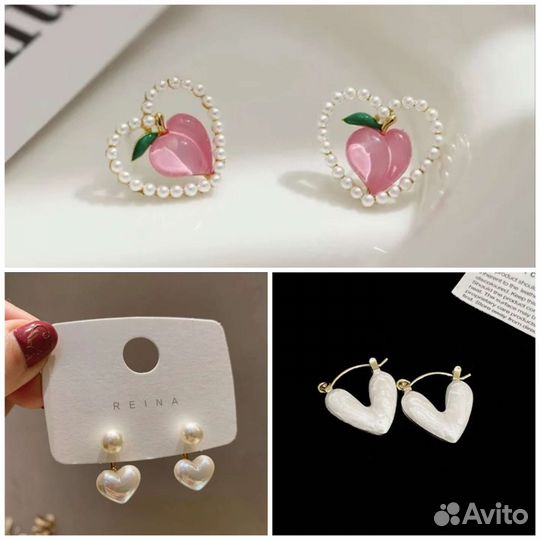 Серьги в форме сердечка летние