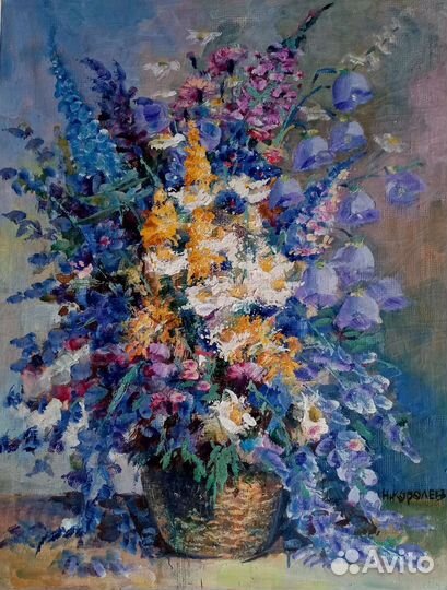 Картина маслом. Полевые цветы. 2023г