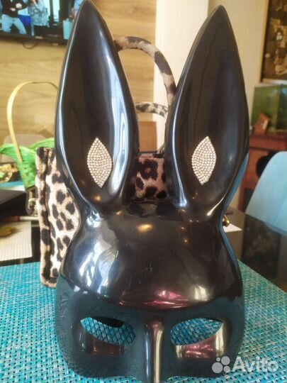 Маска ушки зайки плейбой со стразами