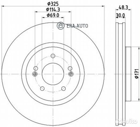 Nisshinbo ND6128K Диск торм.перед.вент. 325х30 с покрытием