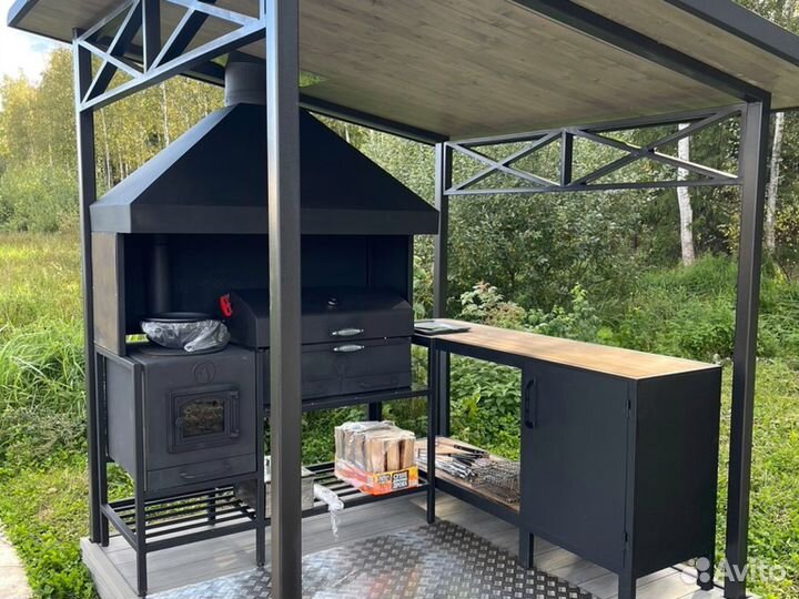 Мангал, мангал с крышей на заказ, мангал с казаном