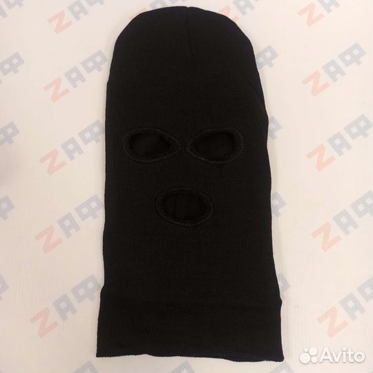 Балаклава-маска вязаная на флисе 9596, чёрная