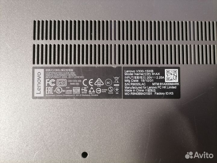 Ноутбук lenovo V330-15 IKB 81AX