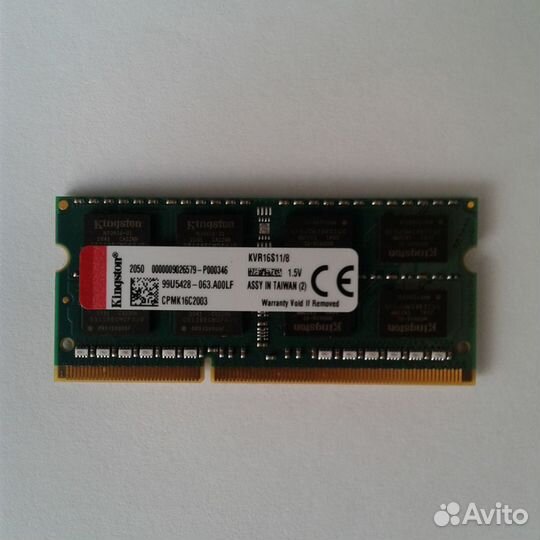 Модуль памяти kingston KVR16S11/8 DDR3 - 8гб 1600