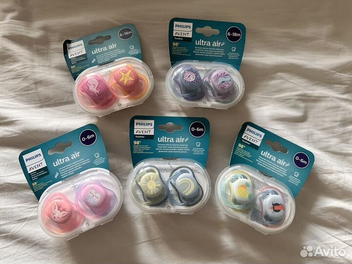 Пустышки соски avent новые 0-6 и 6-18