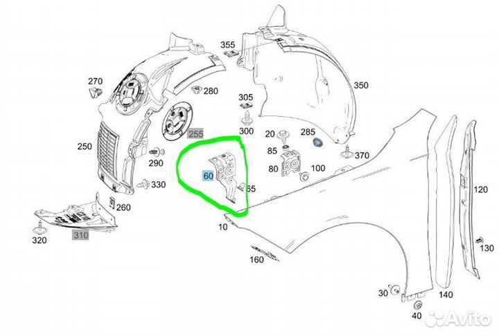 Кронштейн крыла передний левый Mercedes-Benz
