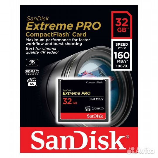 Карта памяти Sandisk CF 32Gb extremePRO1067x160м/с