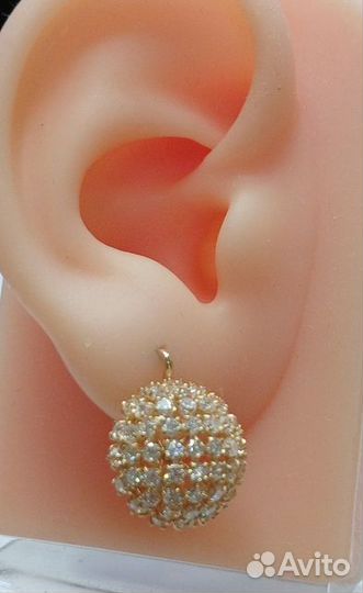 Золотые серьги с фианитом