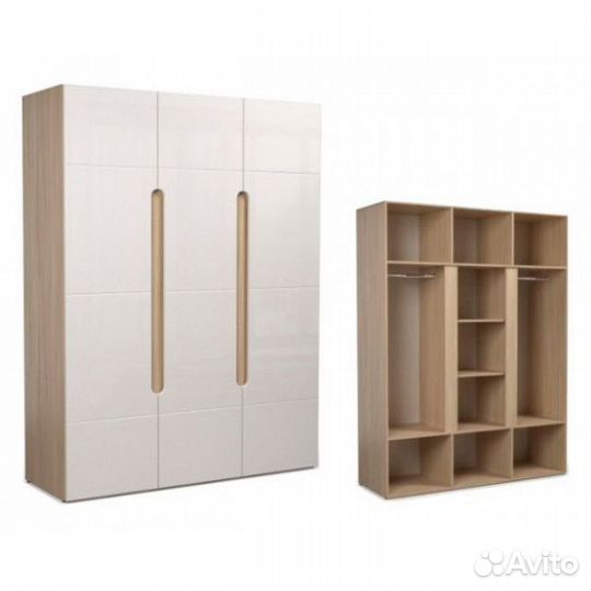 Шкаф Эврика 1,6 м шимо светлый/белый глянец