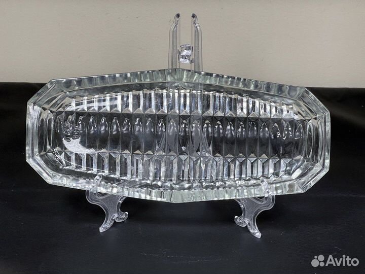 Селёдочница стеклянная гранёная 25,8 х 11,5 х 2,6