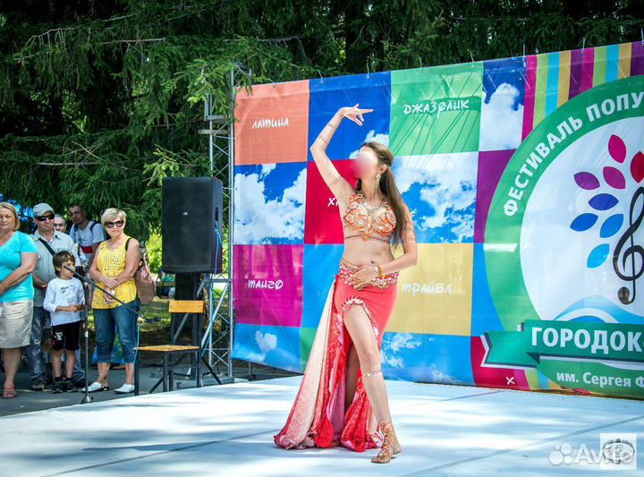 Костюм для восточных танцев кораловый