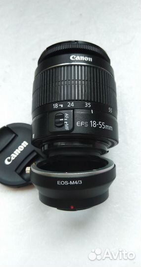 Canon 18-55mm + переходник EOS-M4/3