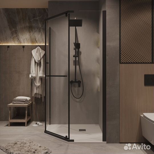 Душ.огражд. Pragma 9090195 трап,расп,чер.мат,проз