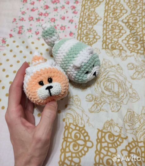 Кот-колобок вязаная игрушка