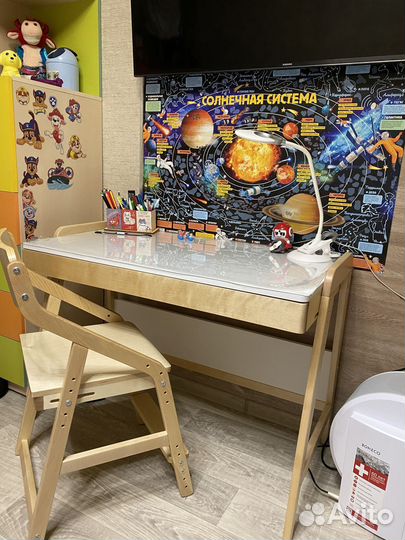 Растущий стол парта Wood из берёзы