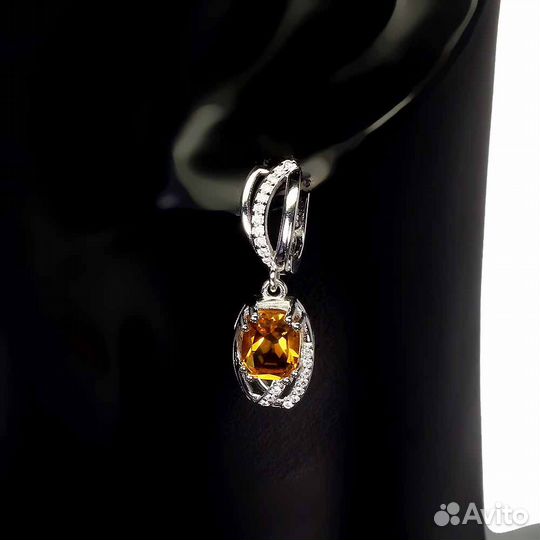 Серебряные серьги с цитринами