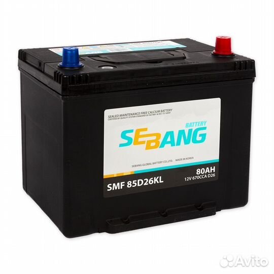 Аккумулятор sebang SMF 80 А/ч обратная R+ 260x175x