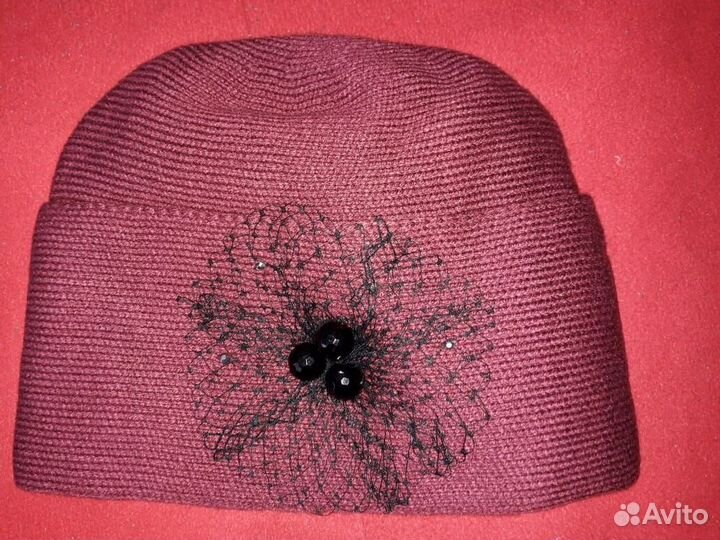 Шапка женская двойная с отворотом новая