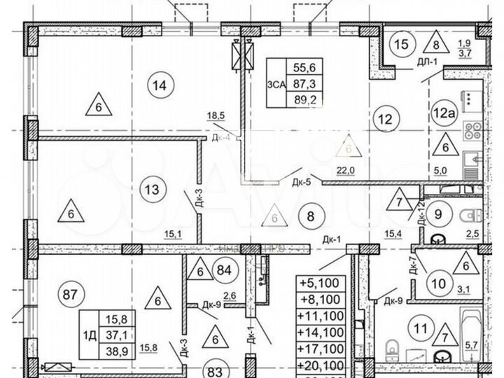 2-к. квартира, 89,2 м², 11/21 эт.