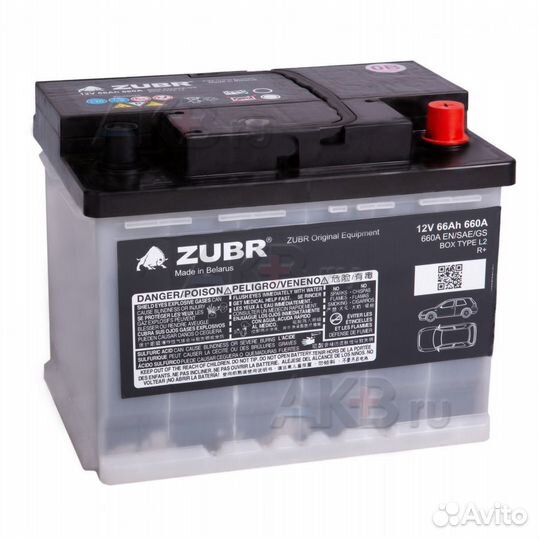 Аккумулятор автомобильный zubr OE 66R 660A (242x17