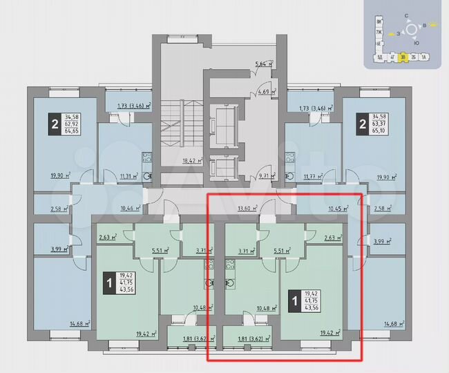 1-к. квартира, 43,6 м², 2/10 эт.