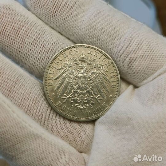 Серебро редка 3 марки 1910 Эрнст Людвиг Гессен