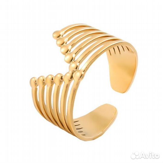 Кольцо медицинская сталь с напылением золотом