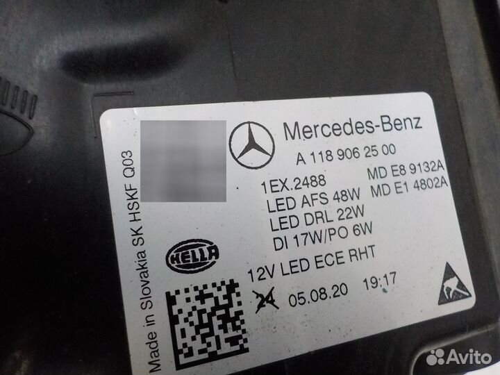Б/У Б/У Фара Левая mercedes-benz арт. A11890625