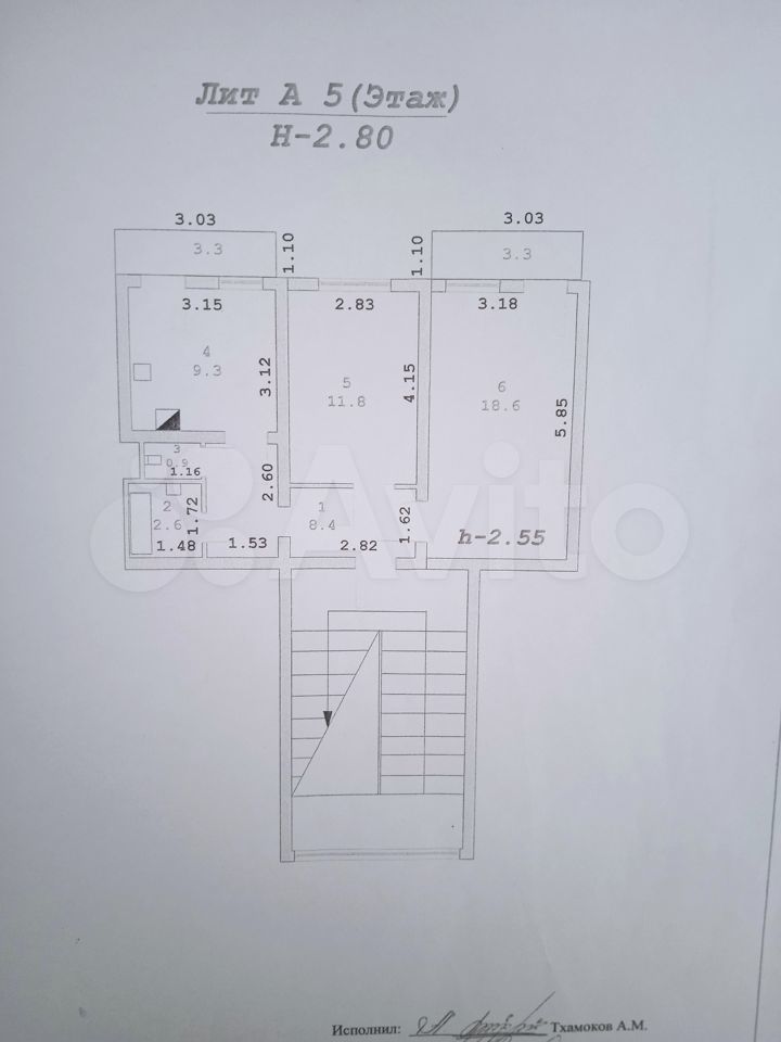 2-к. квартира, 58 м², 5/5 эт.