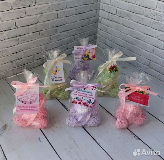 Мишка в розочках (мыло)