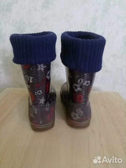 Резиновые сапоги детские утеплённые размер 27