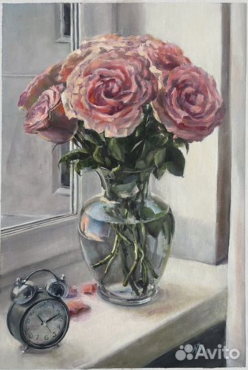 Картина натюрморт с розами