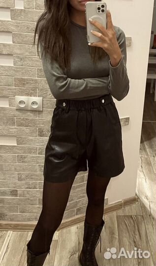 Шорты экокожа